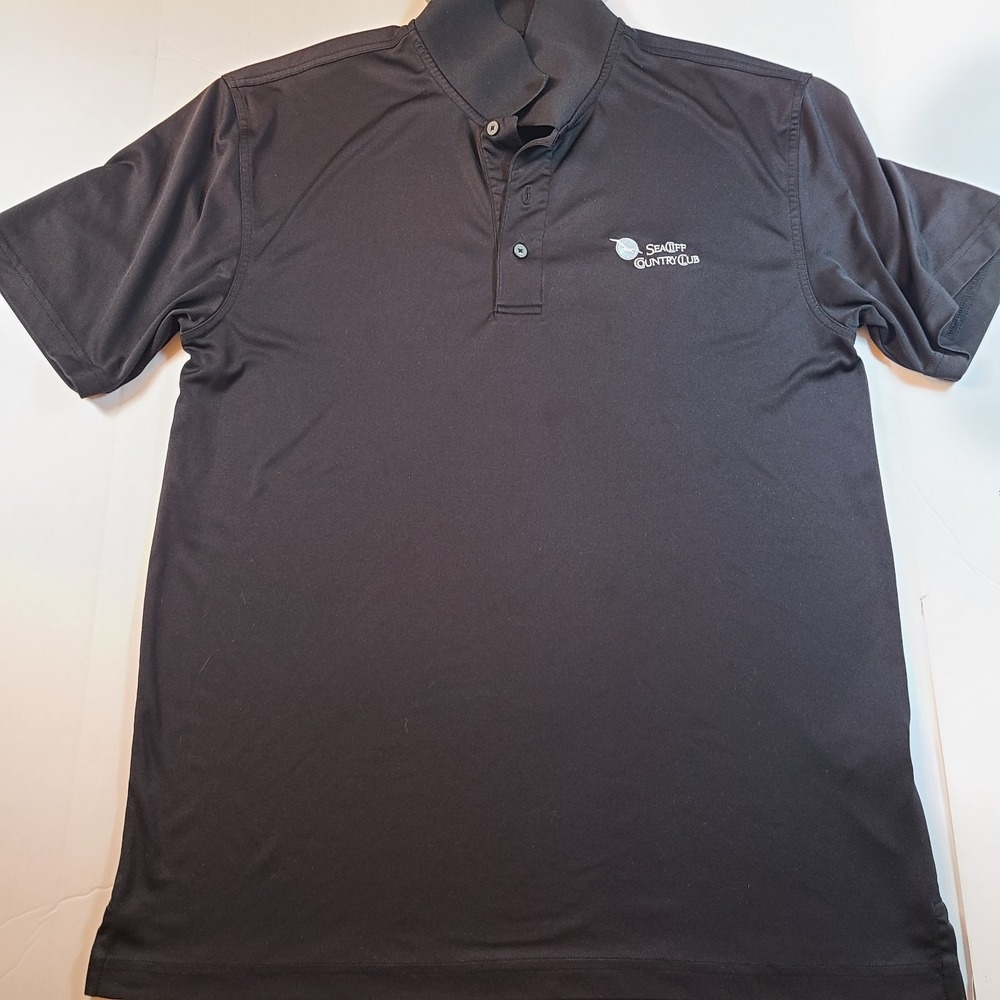Sea Cliff Club Golf Polo Mens L‎ Black Short Sleeve Shirt Oxford Performance Fit